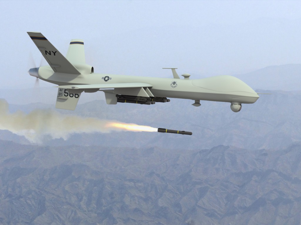 Drone : lancement d'un missile helfire (Pakistan)