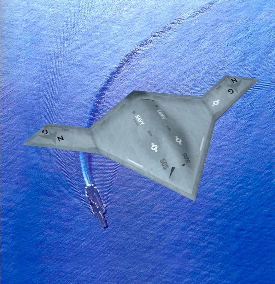 X 47b over sea
